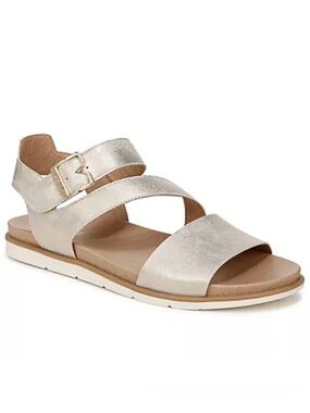 Dr. Scholl's Women's Nicely Fun Ankle Strap Sandals light gold Size 8